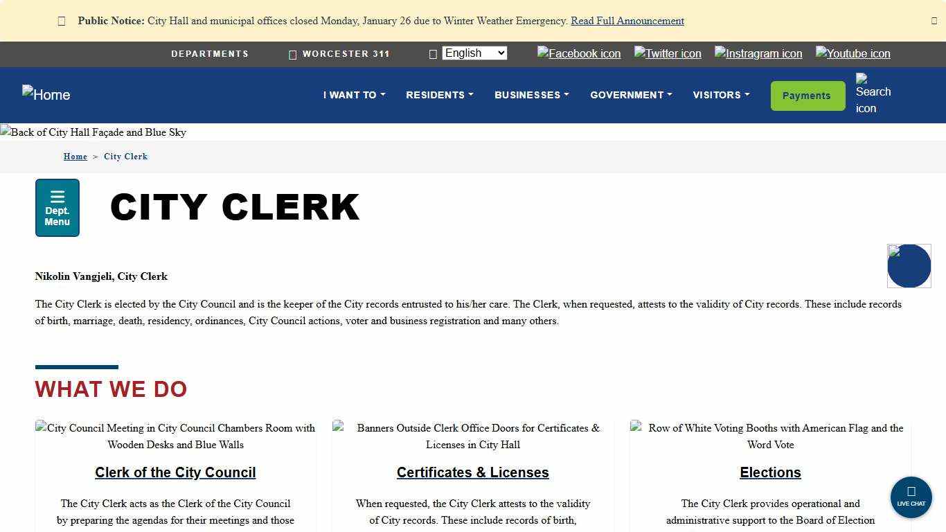 City Clerk City of Worcester