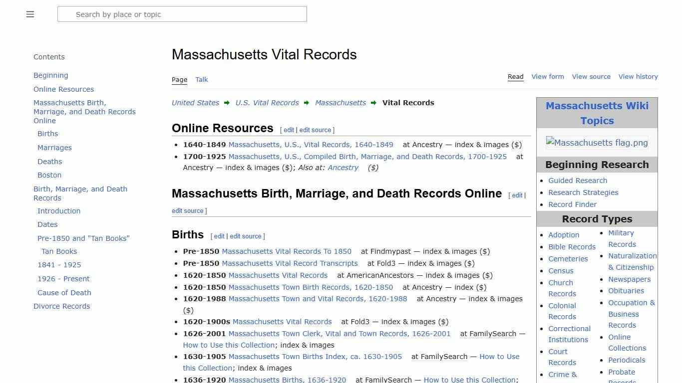 Massachusetts Vital Records • FamilySearch